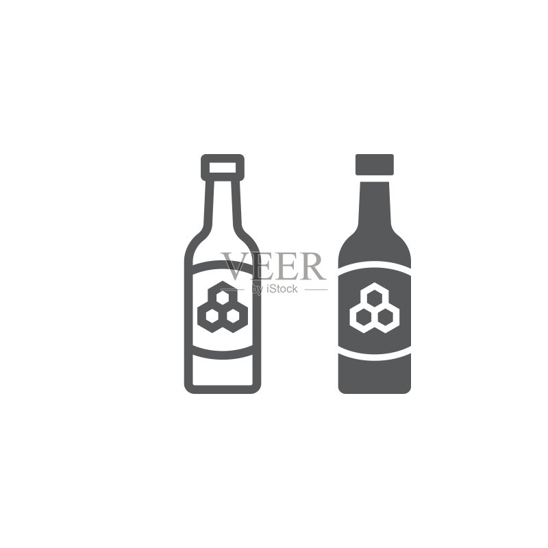 蜂蜜酒线条和符号图标，圣帕特里克节和酒精，蜂蜜标志，矢量图形，白色背景上的线性图案，eps 10图标素材