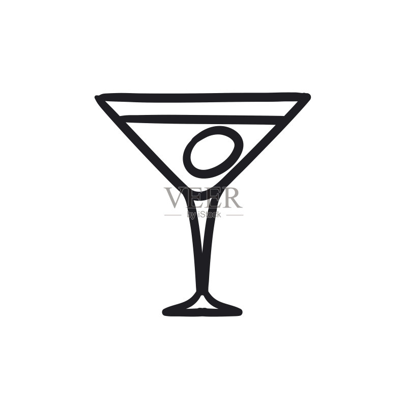 鸡尾酒杯草图图标图标素材