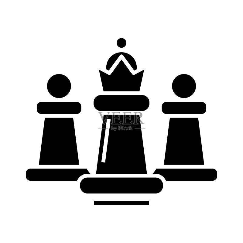 黑色国际象棋图标概念插画（矢量扁平符号）图标素材