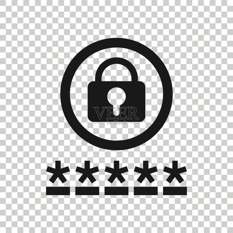 扁平风格登录图标：密码访问矢量图，白色背景上的密码锁入口业务概念图标素材