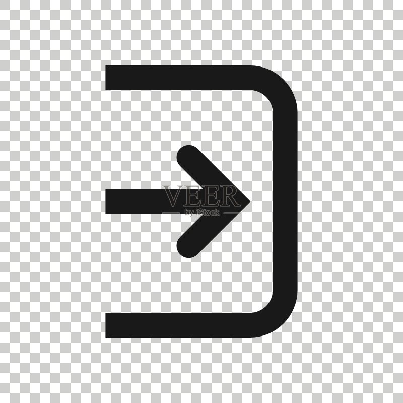 扁平风格的登录图标。箭头访问矢量图，白色孤立背景。门入口业务概念图标素材