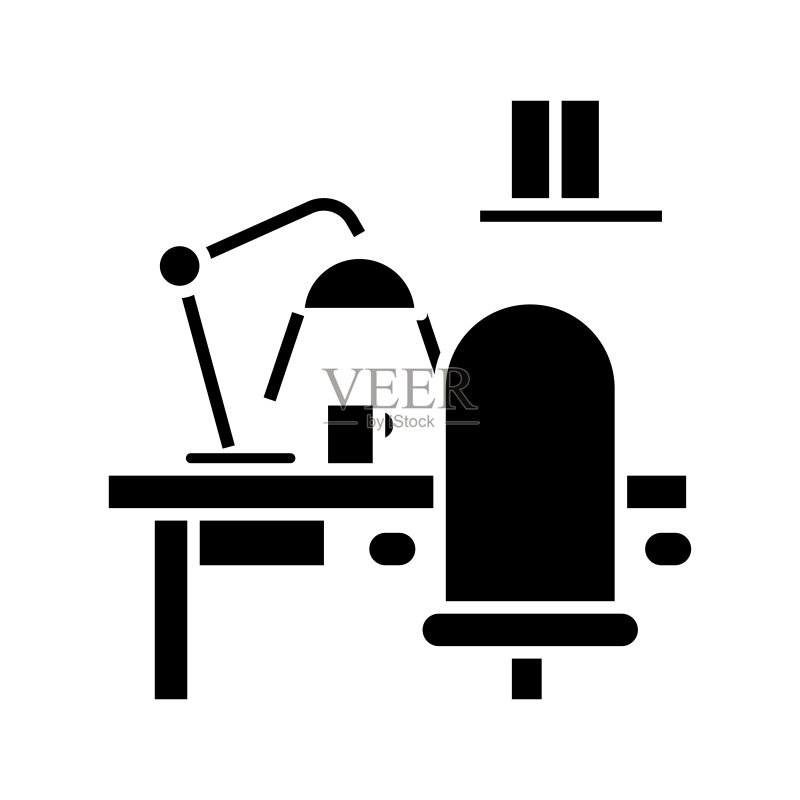 黑色办公空间图标概念插画图标素材