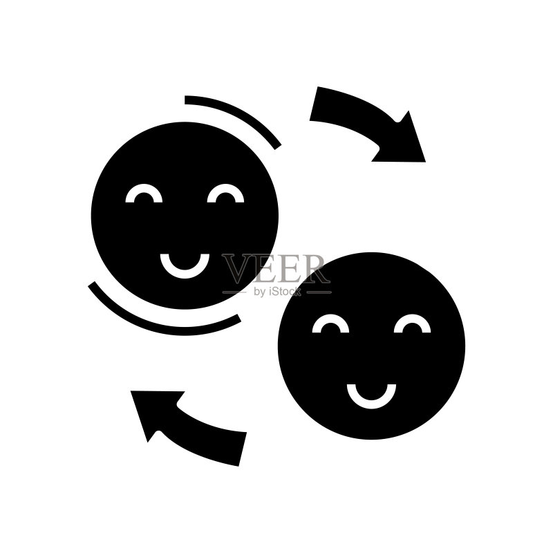 共享情感黑色图标概念插图矢量扁平符号标志图标素材