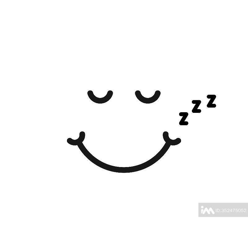 细线睡眠表情符号，如打鼾图标素材