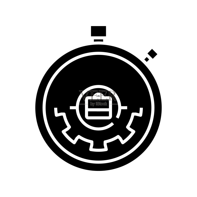 时间管理黑色图标概念插画矢量扁平符号图标素材