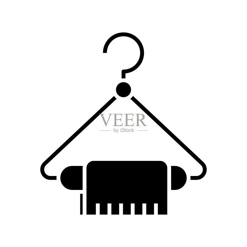 黑色毛巾图标概念图，矢量扁平符号图标素材