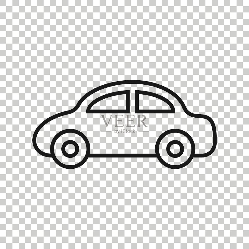 扁平风格汽车图标：汽车矢量插图，轿车商业概念图标素材