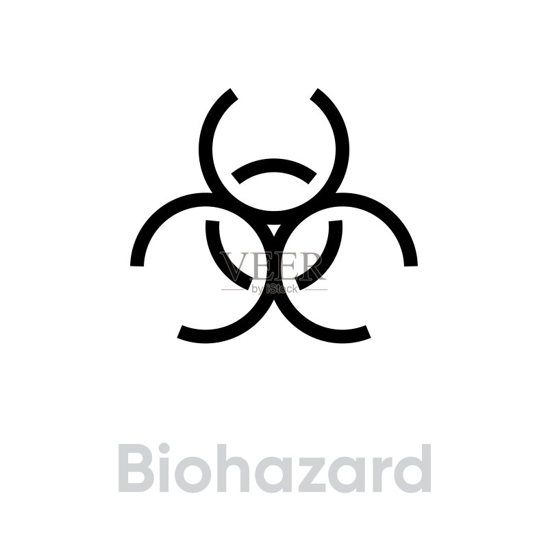 生物危害标志图标可编辑矢量线图标素材