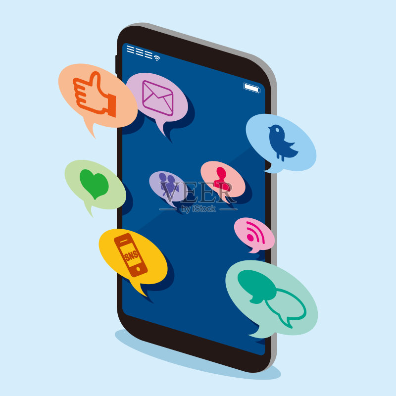 智能手机SNS网络图标矢量图图标素材