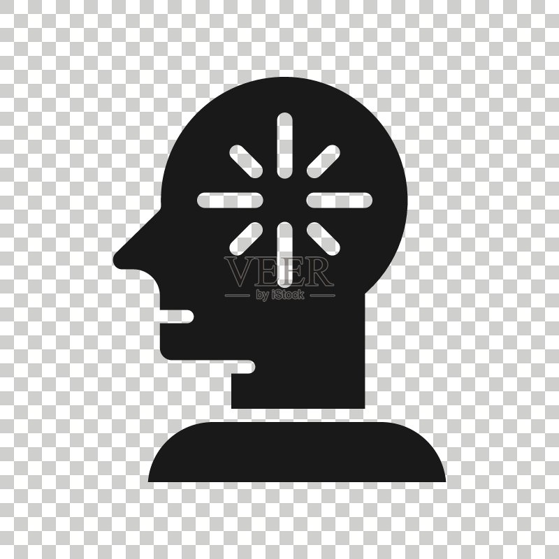 扁平风格的思维意识图标。在白色孤立背景上的想法人类矢量插图。客户大脑商业概念。图标素材