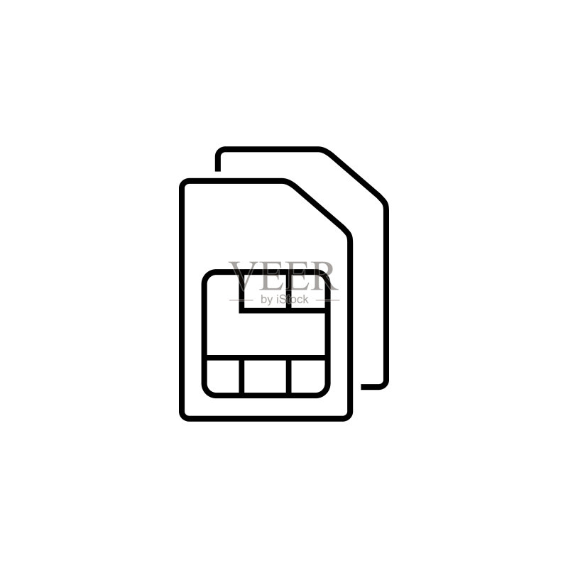 SIM卡矢量线性图标。SIM卡图标符号。SIM卡移动卡槽图标图标素材