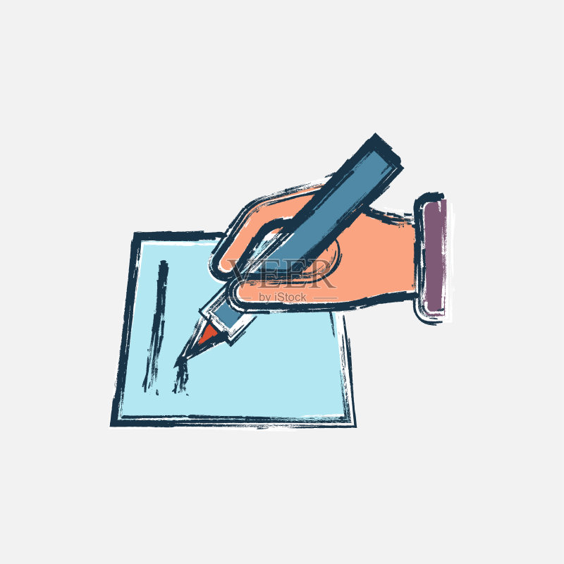 手持铅笔正版元素素材