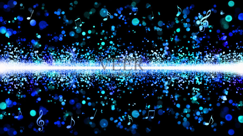 形象的音乐，粒子闪烁着灯光的背景正版插画素材