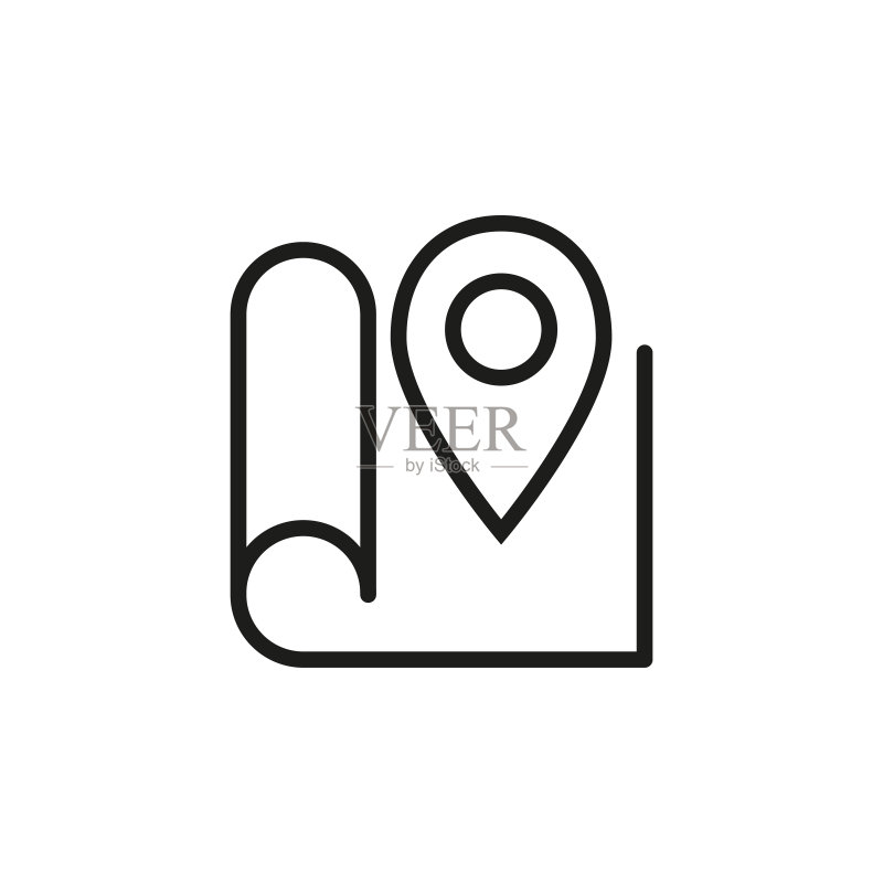 简约地图线条图标图标素材