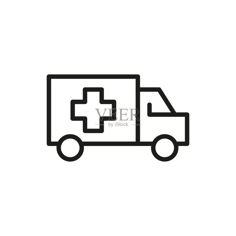 简约救护车线条图标图标素材