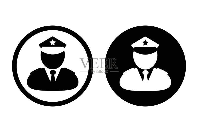 白色背景上的警察图标图标素材