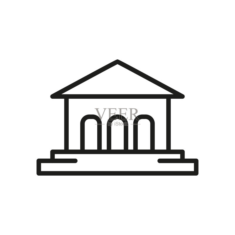 银行线条图标图标素材
