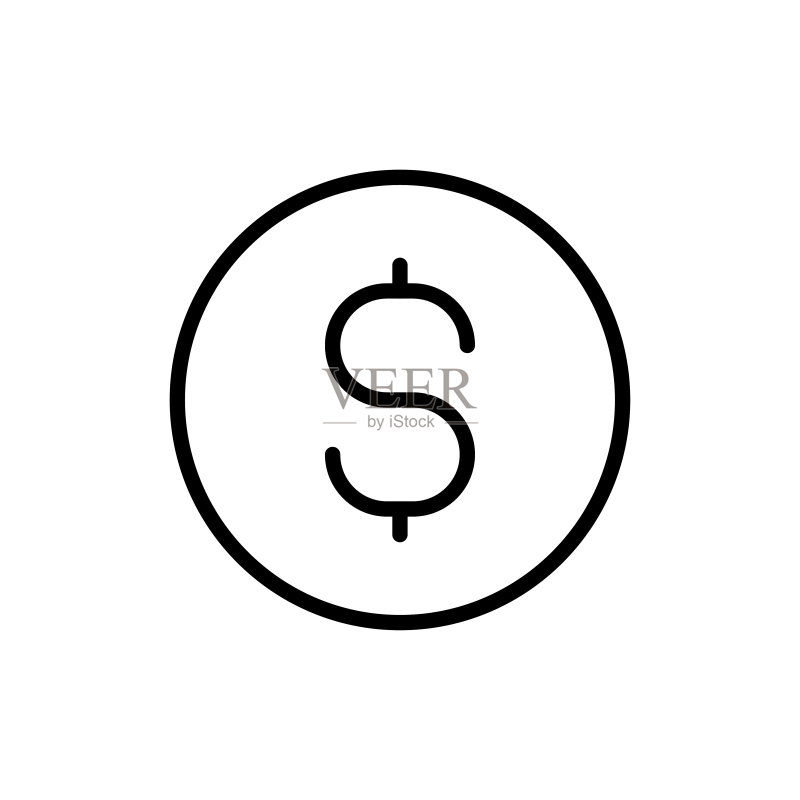 简约硬币线条图标图标素材