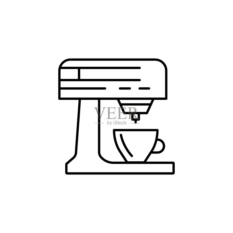 咖啡、厨房、咖啡机线条插画图标图标素材
