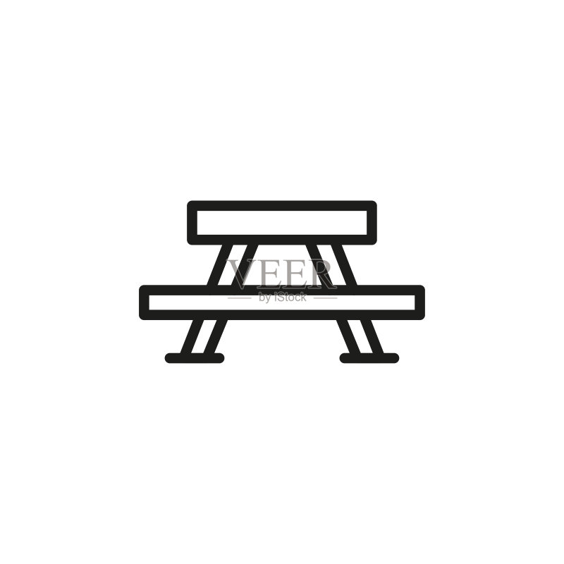 简单的野餐桌线条图标图标素材