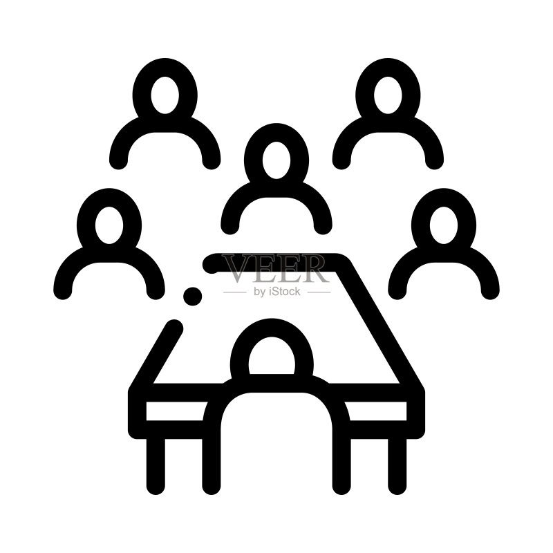 商业研讨会图标矢量轮廓插图图标素材