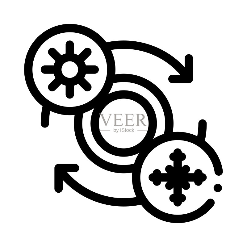 冬季胎更换夏季胎图标矢量轮廓插图图标素材