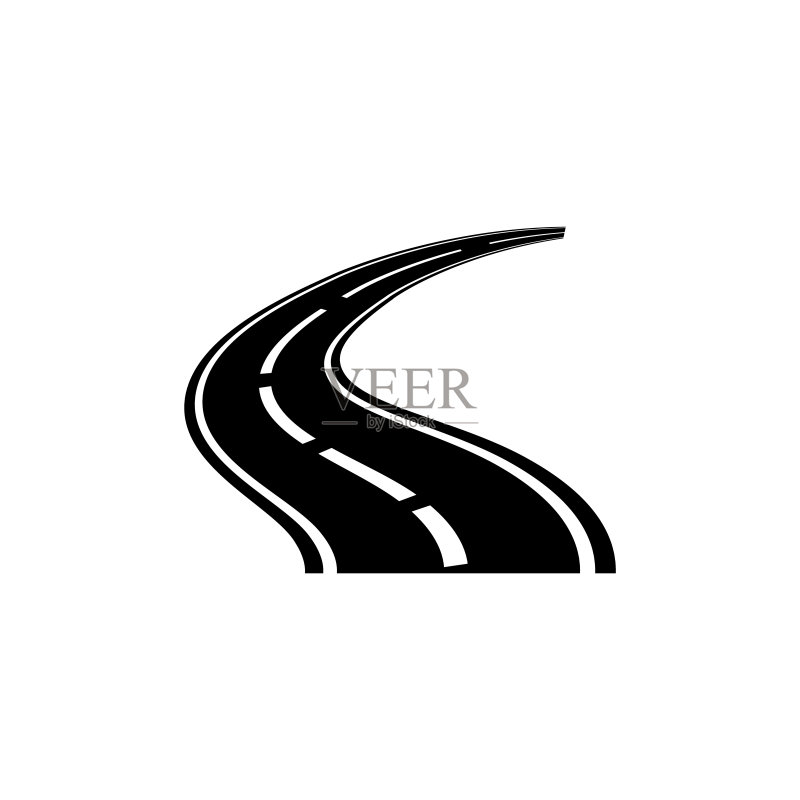 道路图标：隔离在白色背景上的logo图标素材