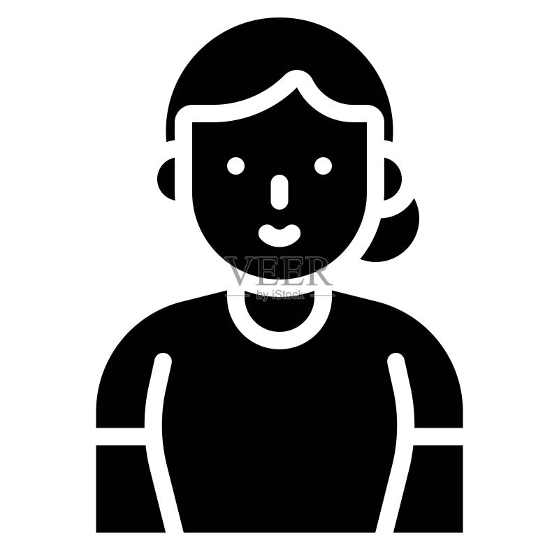 老妇人矢量插图，纯色风格图标图标素材