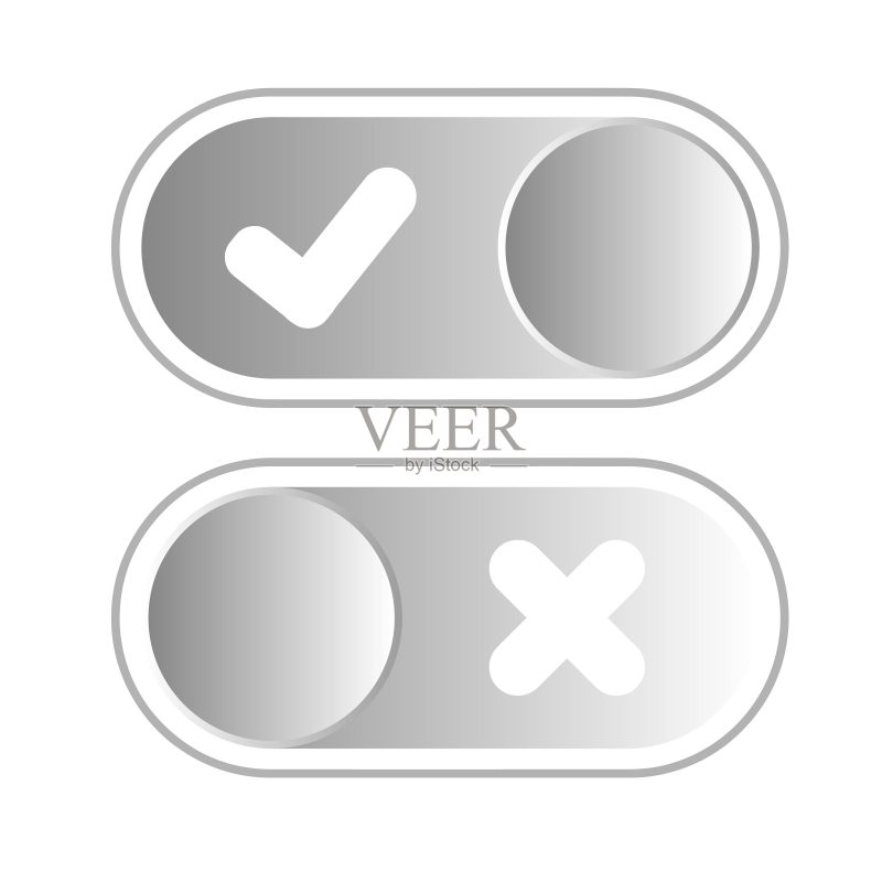 白色背景上的勾叉图标图标素材