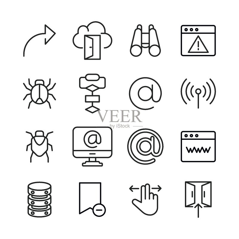 流行的Web线条图标集图标素材