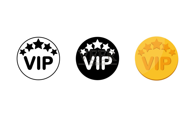 现代白、黑、金色VIP图标设计概念矢量素材图标素材