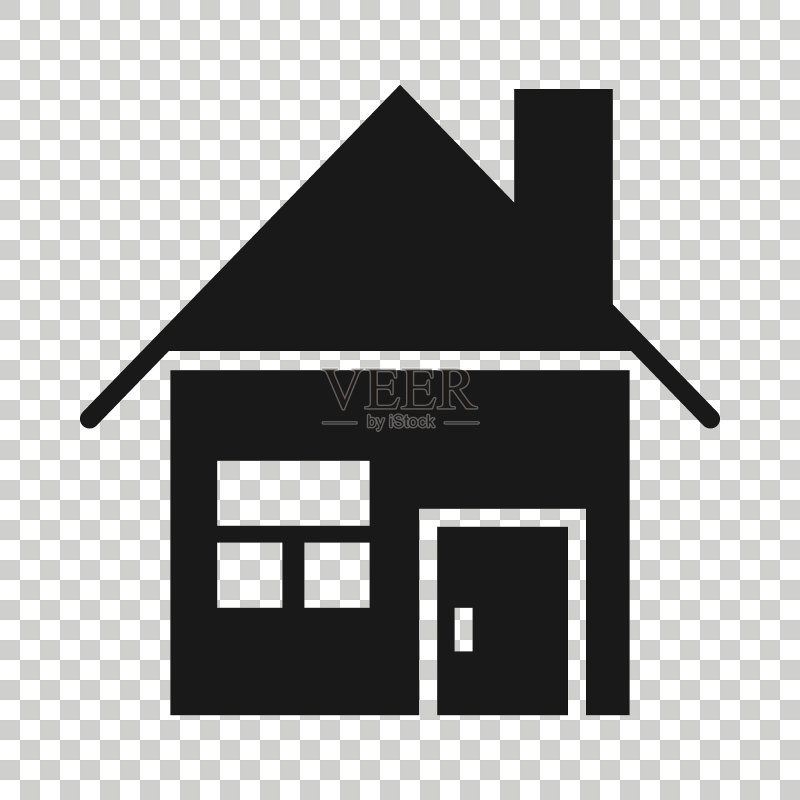 扁平风格的建筑图标。白色孤立背景上的房屋矢量图。房屋商业概念。图标素材