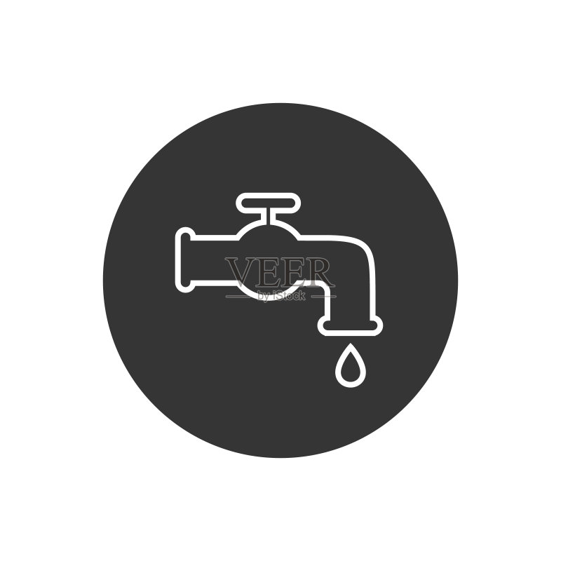 白色背景上的水龙头线条图标。水龙头矢量图标图标素材