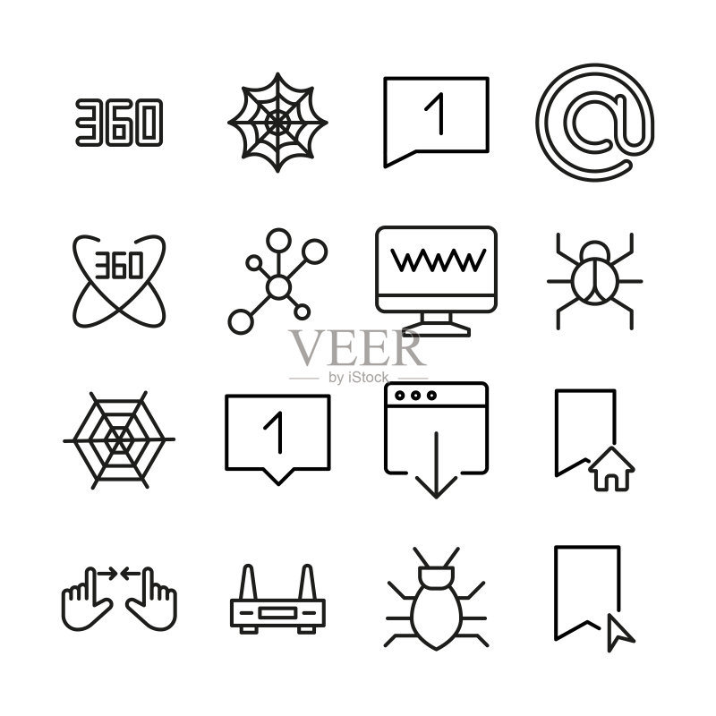 流行的Web线条图标集图标素材