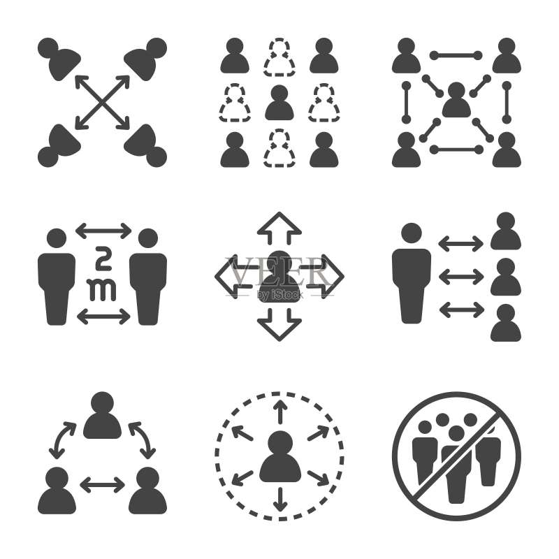 社交距离图标集图标素材