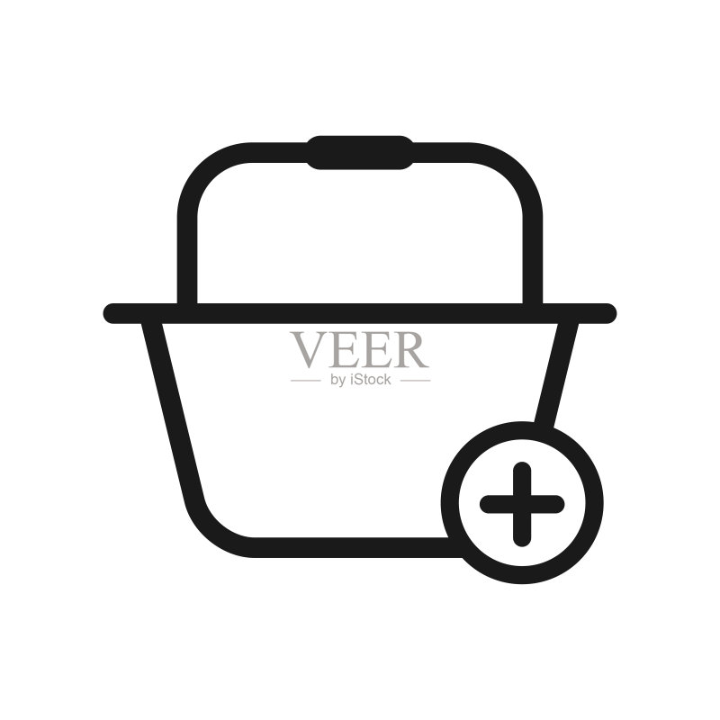 时尚扁平风格矢量logo模板中的购物篮图标图标素材