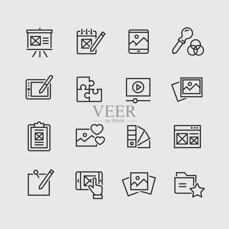 矢量Web开发线性图标套装图标素材