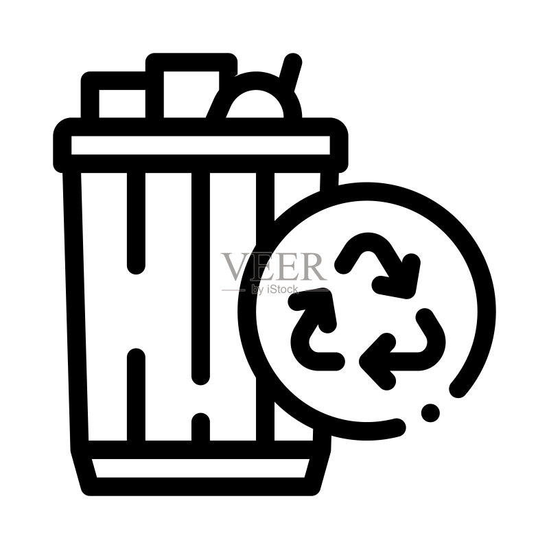 垃圾回收图标矢量轮廓插图图标素材
