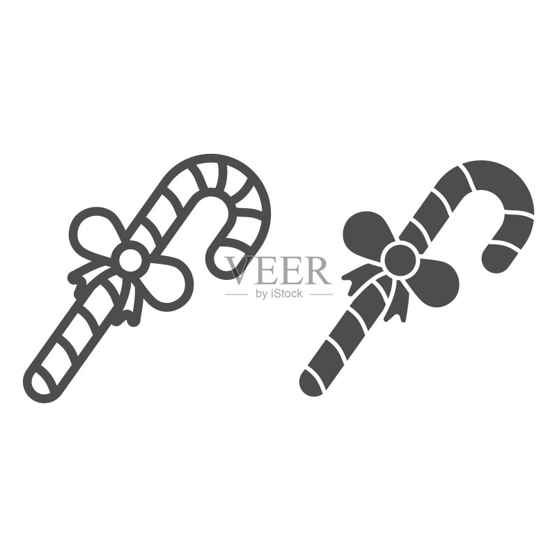带蝴蝶结的糖果线条图标图标素材