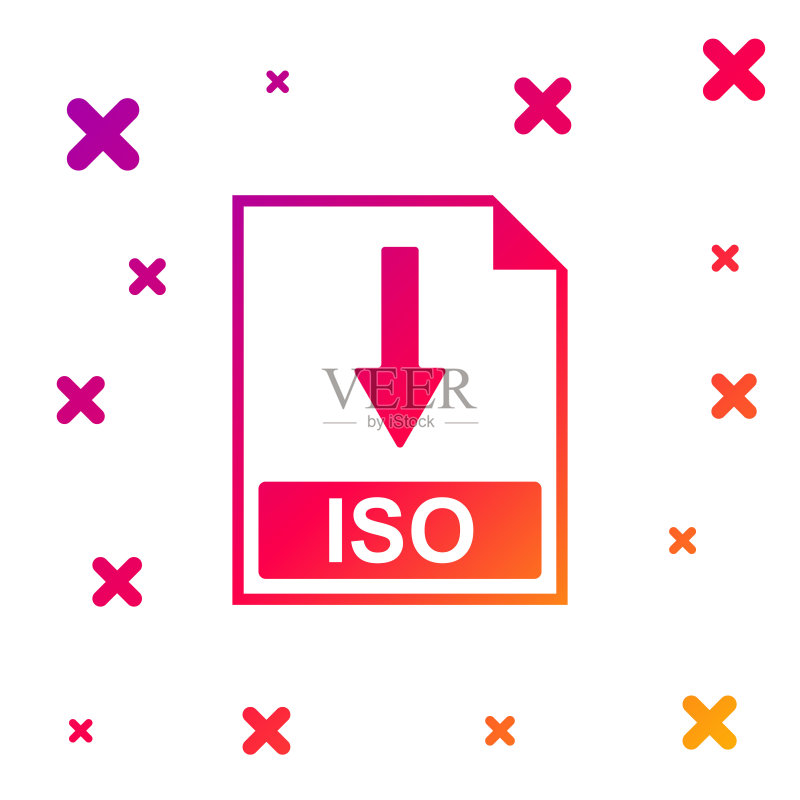 彩色ISO文件图标，下载按钮矢量图图标素材