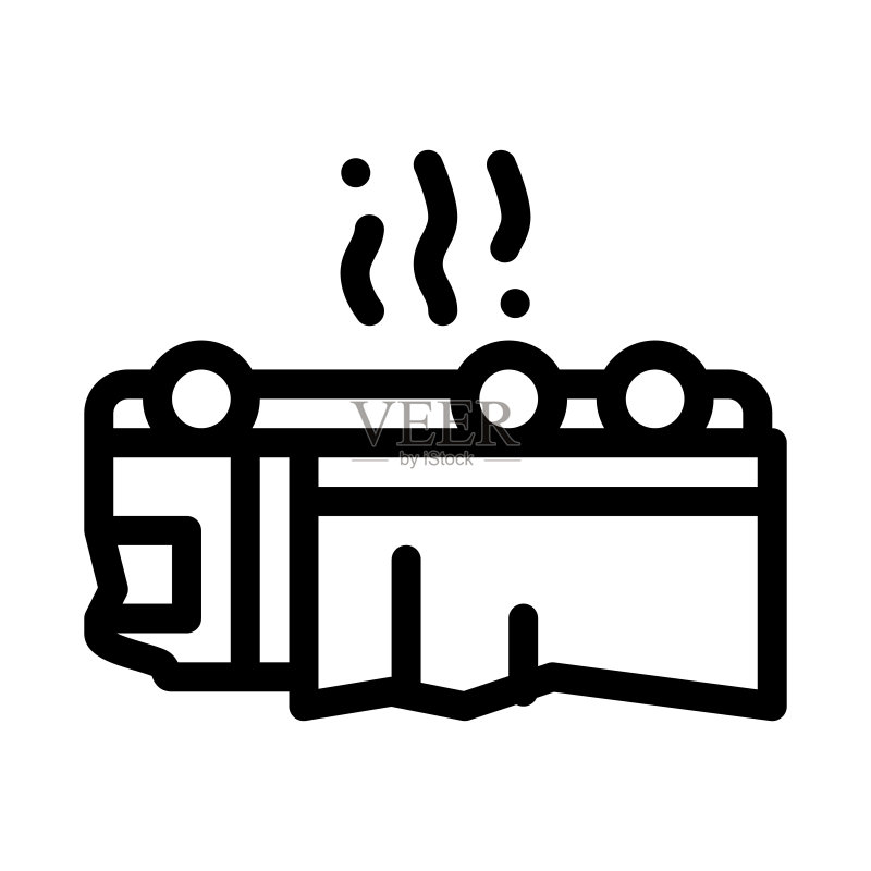 翻车事故图标矢量轮廓插图图标素材