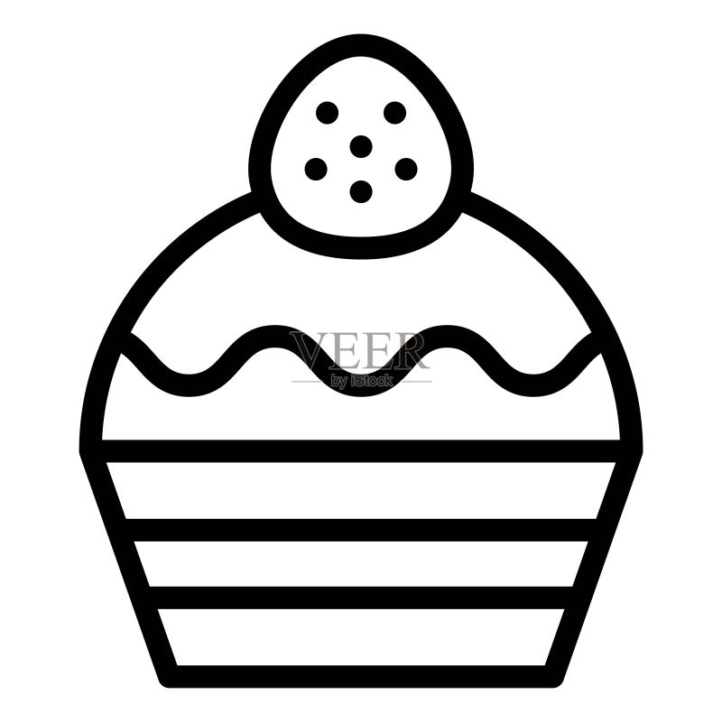 纸杯蛋糕或松饼，烤好的矢量图标图标素材