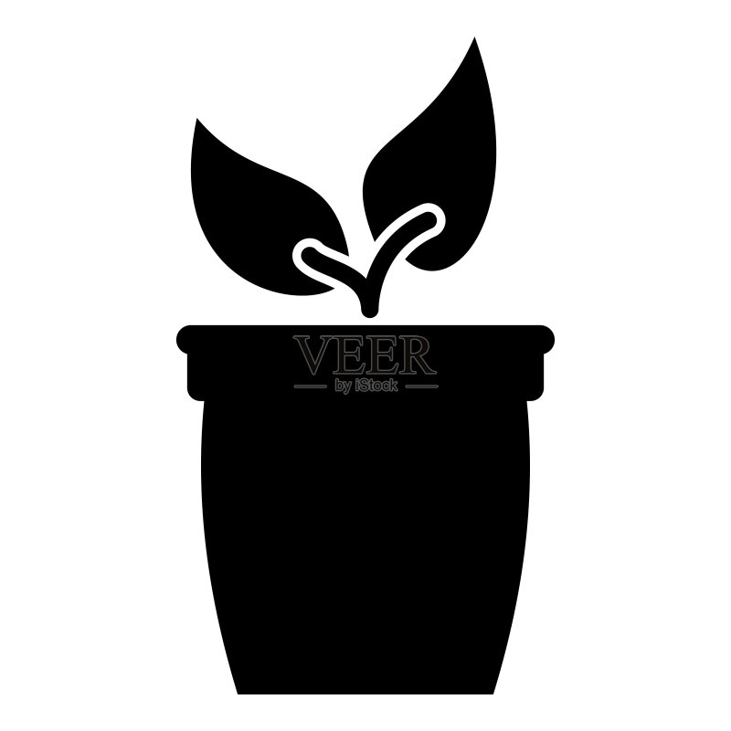 黑色扁平风格植物盆栽图标图标素材