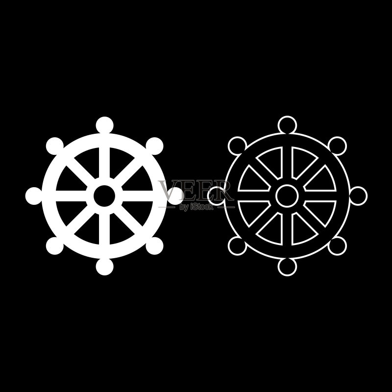 佛教法轮宗教标志图标集白色简约风格插图图标素材