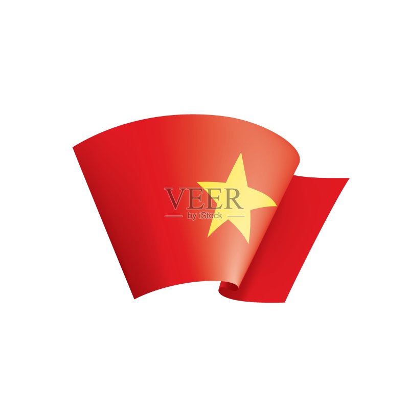 越南国旗，白色背景矢量插图图标素材