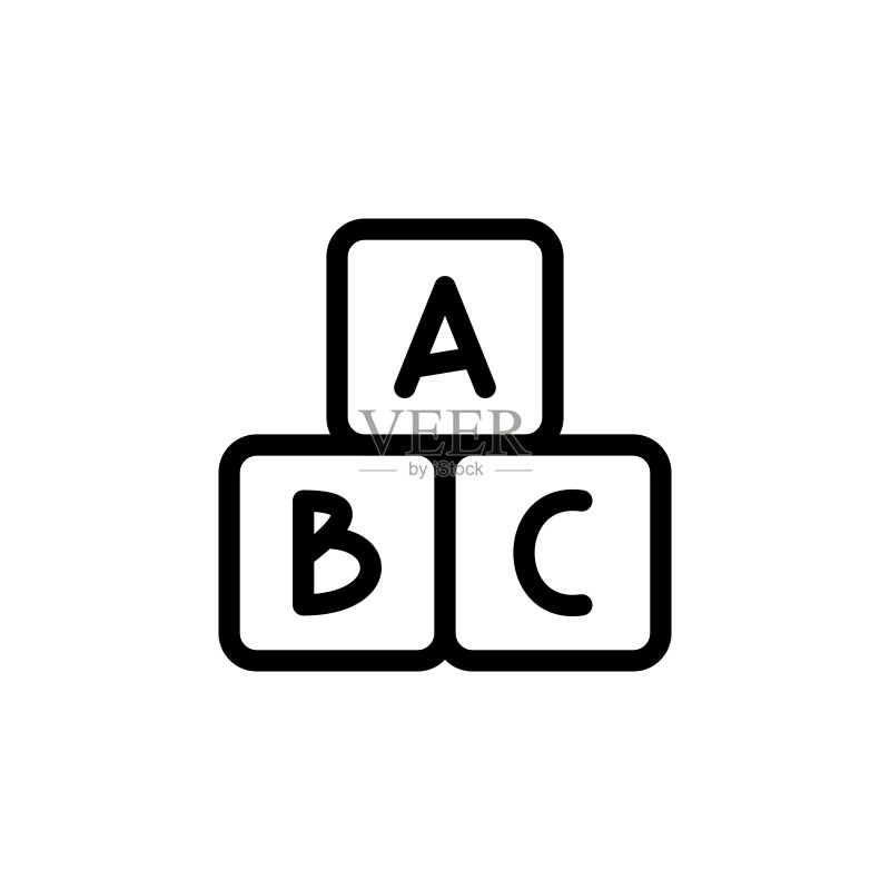 字母方块细线图标图标素材