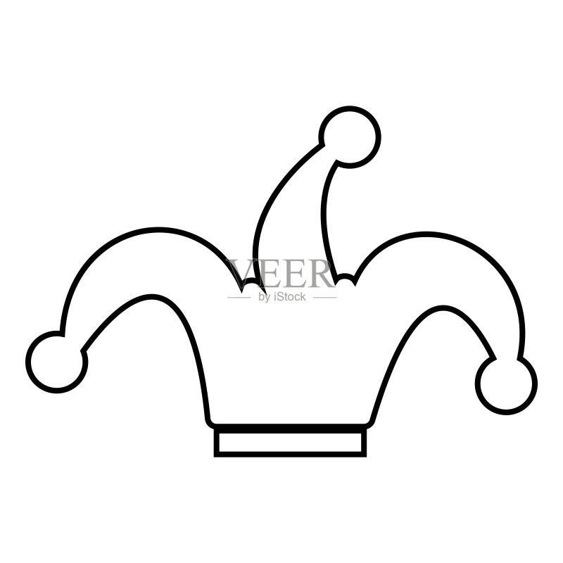 小丑帽图标黑色插图扁平风格简单图像图标素材