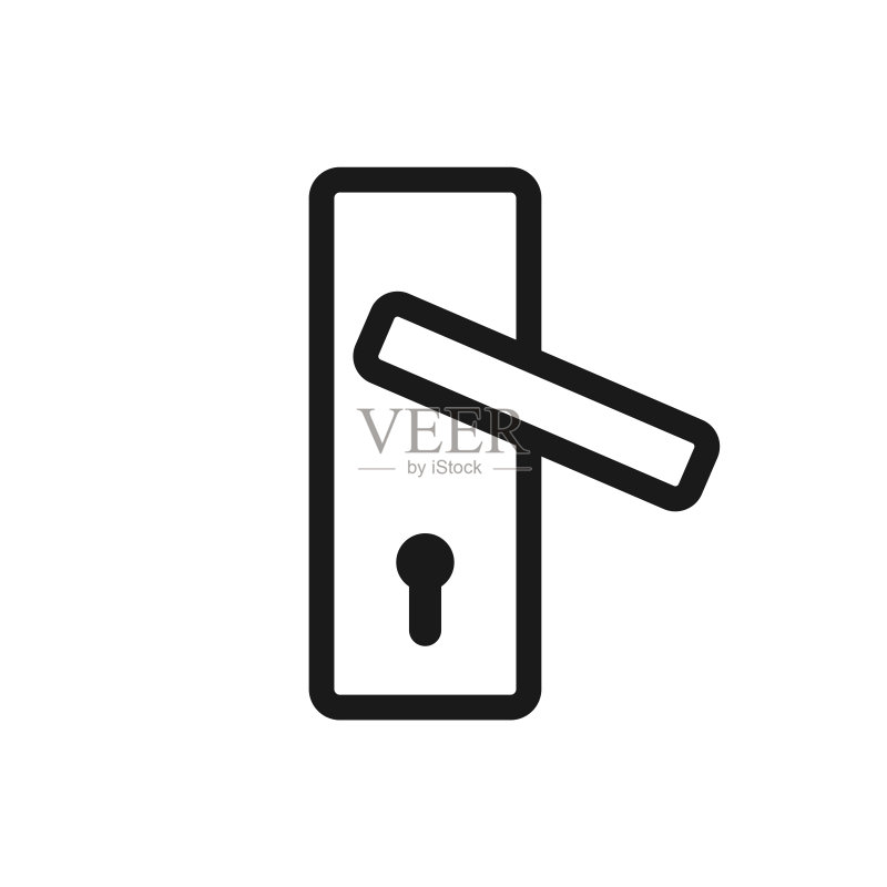 锁矢量图标，时尚扁平风格的门把手图标图标素材