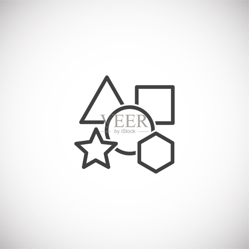 用于图形和网页设计的背景上的几何相关图标。用于Web或移动应用程序的创意插画概念符号。图标素材