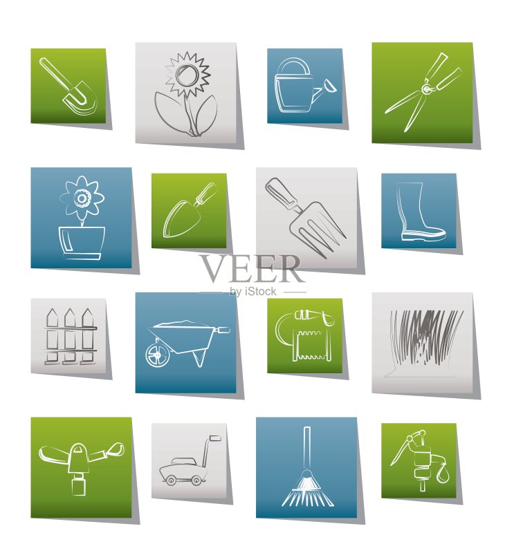 花园和园艺工具图标图标素材